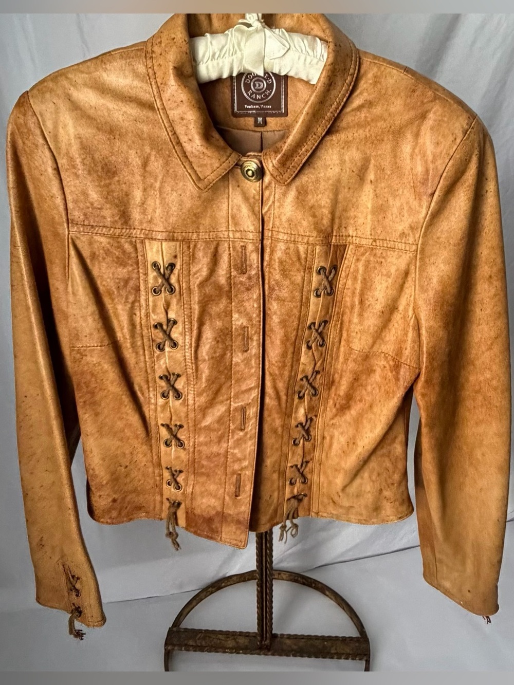 Double D Ranch Tan Leather Lace-Up Jacket